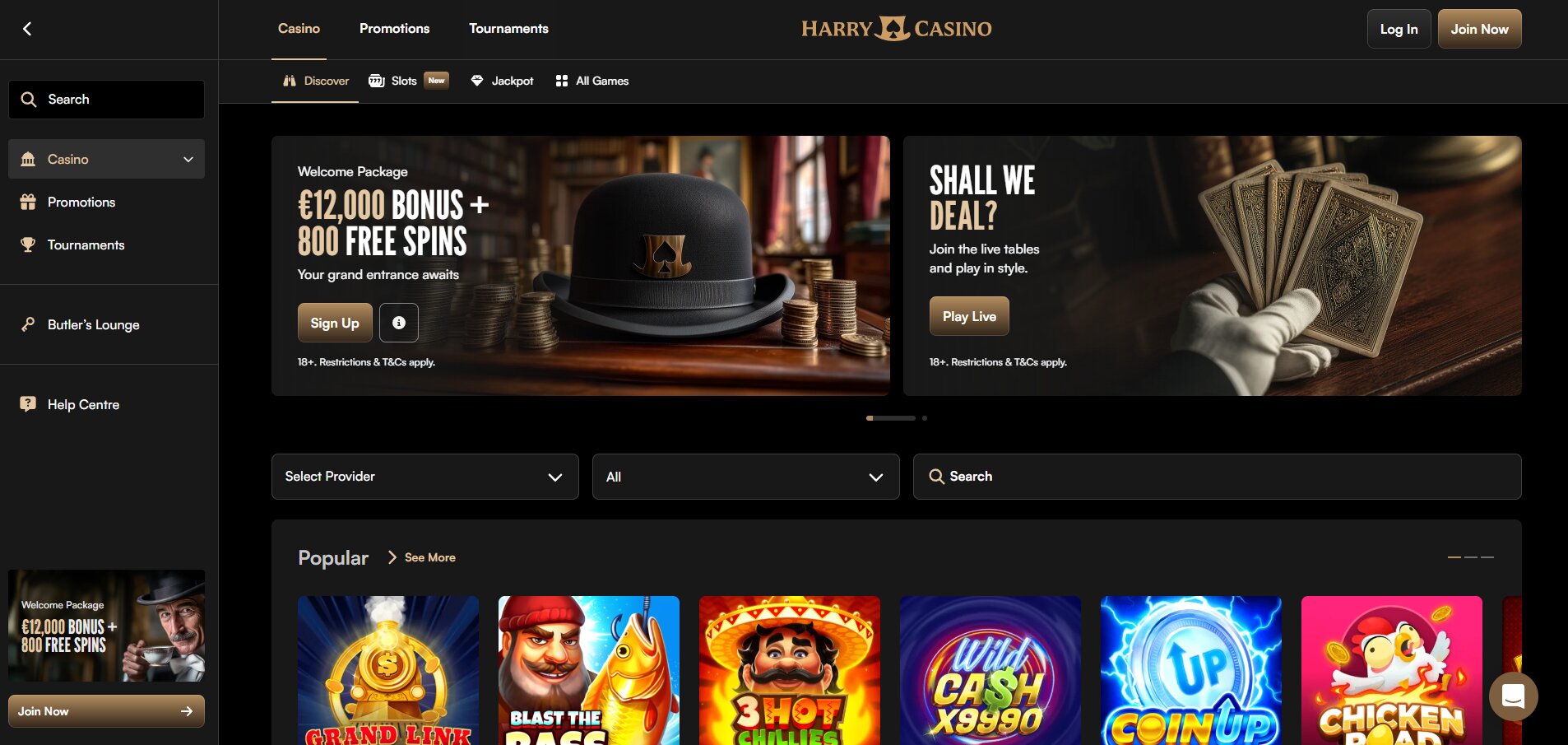 screenshot van harry casino zonder cruks
